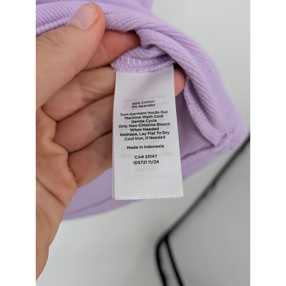 Talbots V-Neck Top Womens Large Purple Ribbed Short Sleeve Cotton Blend Stretch - Picture 4 of 6